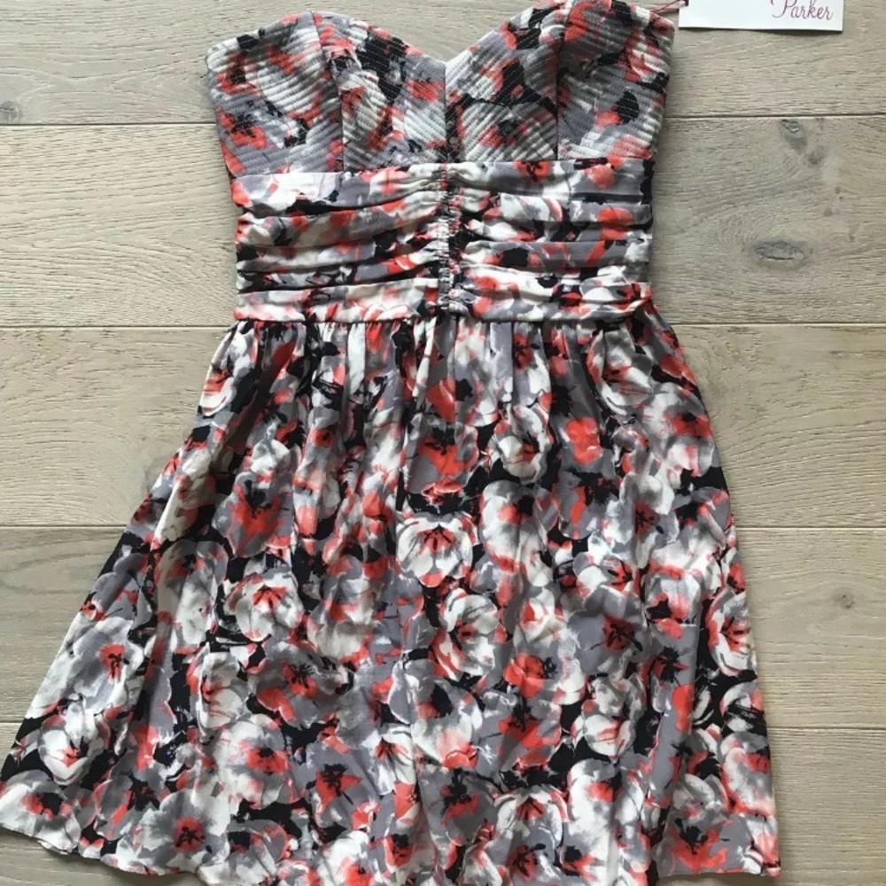 Parker Small Watercolor Strapless Tube Silk Dress